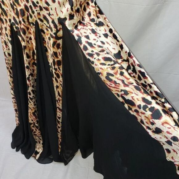 Bicici &‎ Coty Halter Gown Black Leopard Print Satin Pageant Prom Formal Size M - Picture 3 of 8